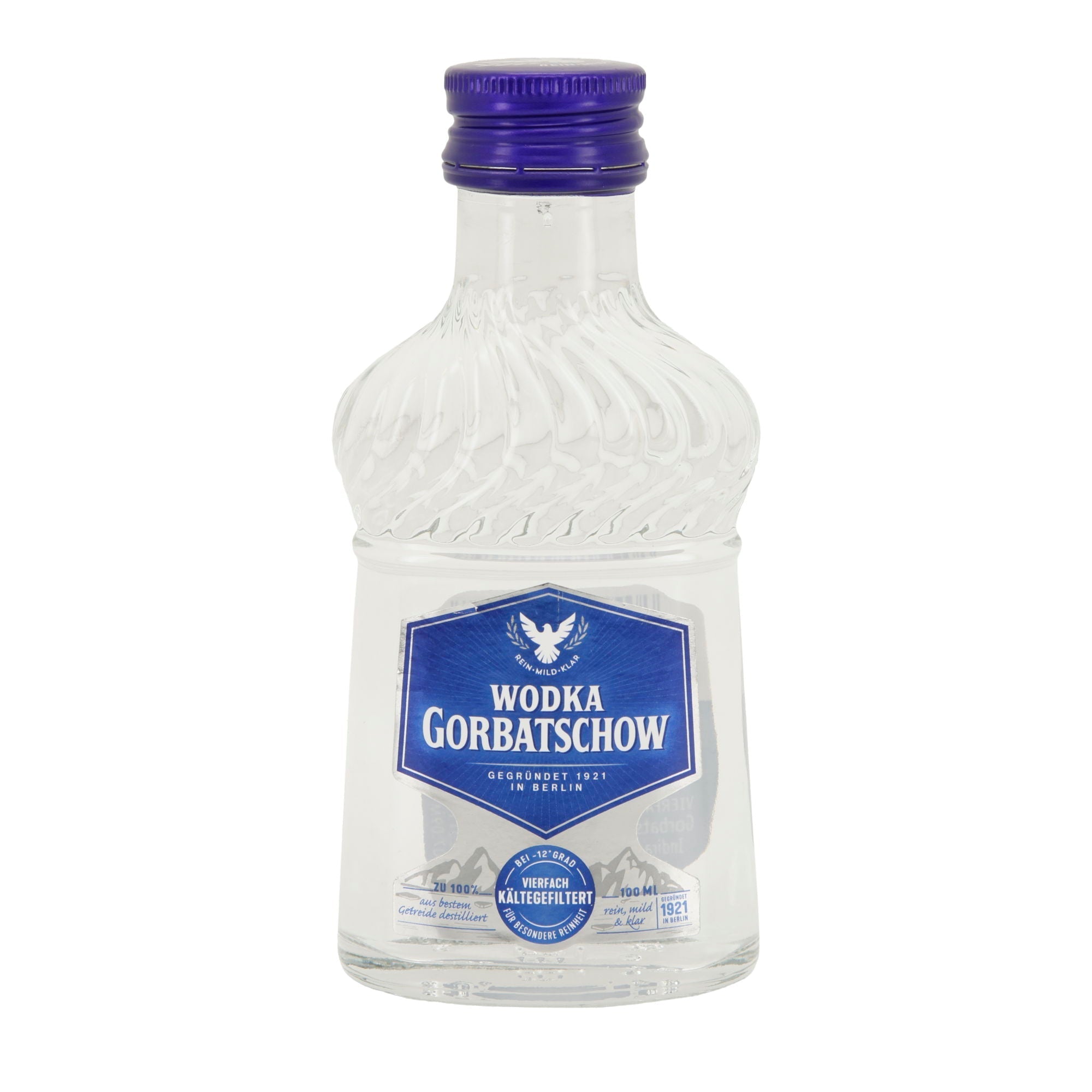 Wodka Gorbatschow | 37,5 % vol | Vierfach kältegefiltert | 0,1 l Flasche Wodka Gorbatschow